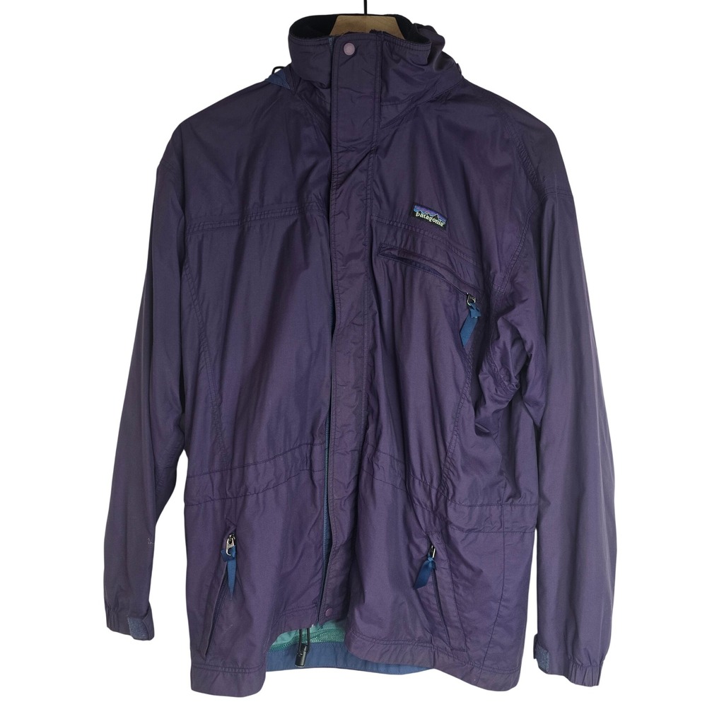 Patagonia Vintage Rain Jacket Women S Purple Nylon Gorpcore Hooded Windbreaker